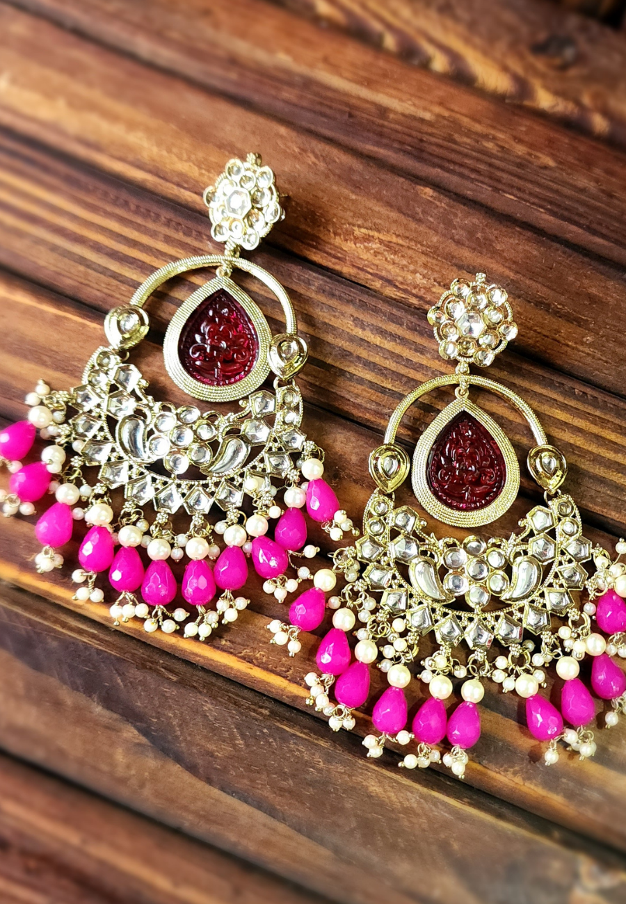 Dhadkane Rani Pink Kundan Jhumar Earrings