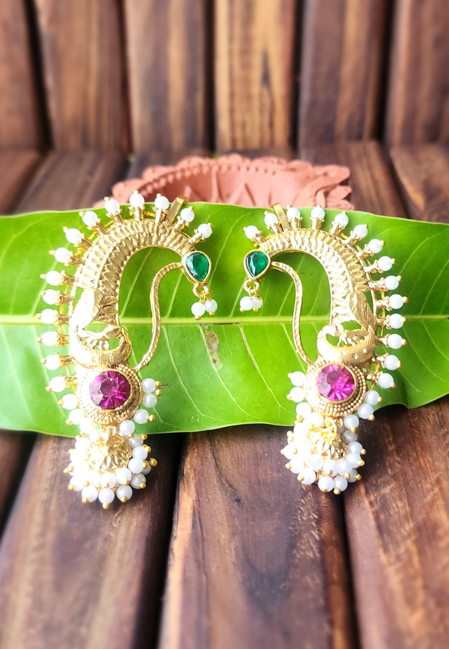 Mayil Temple Golden Earcuff Earrings