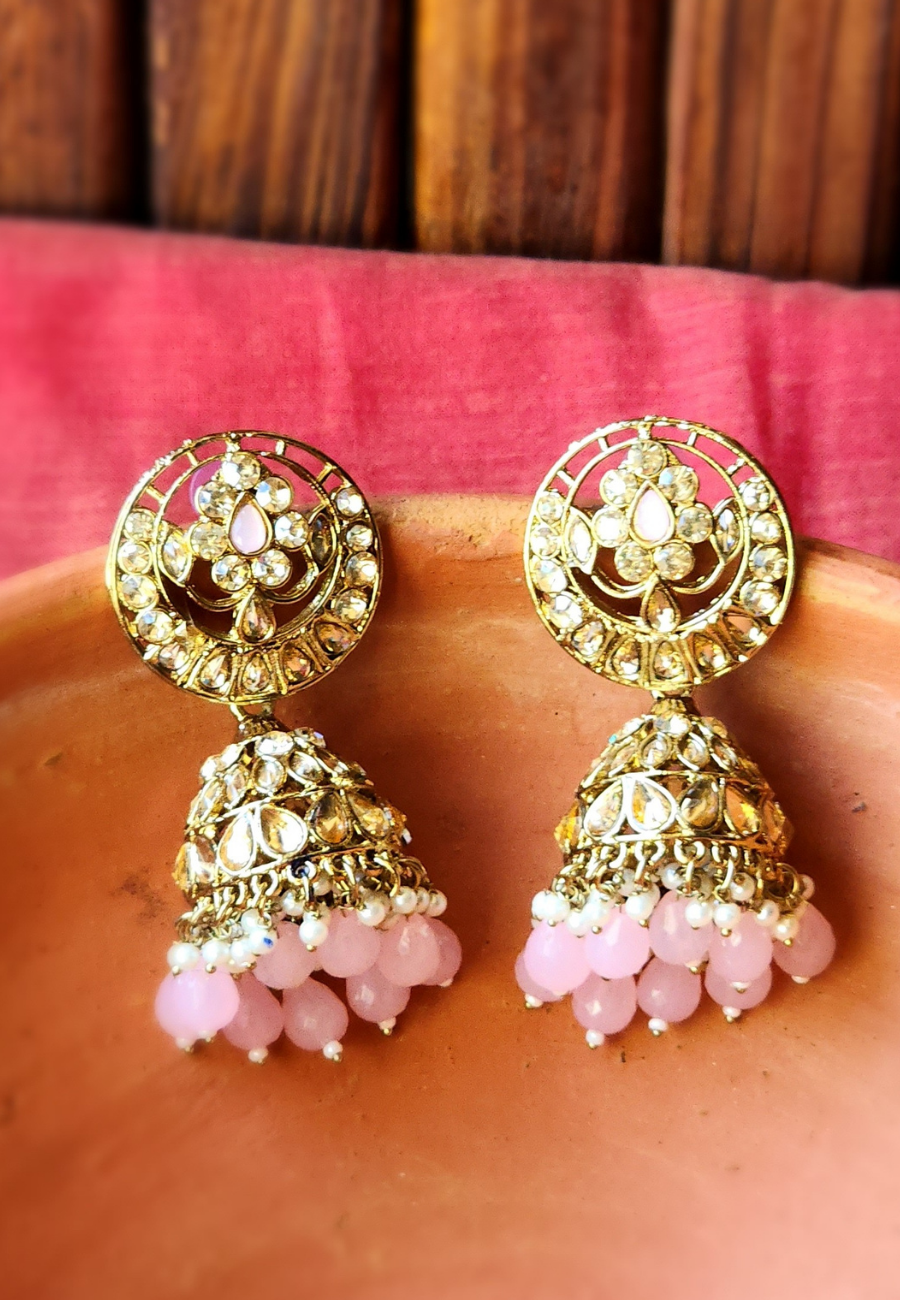 Baby Pink Jhumka Earrings Pink Big Earrings Ishika Baby Pink