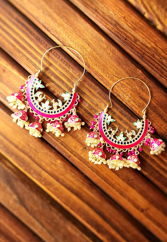 Nargis Rani Meenakari Chandbali Earrings