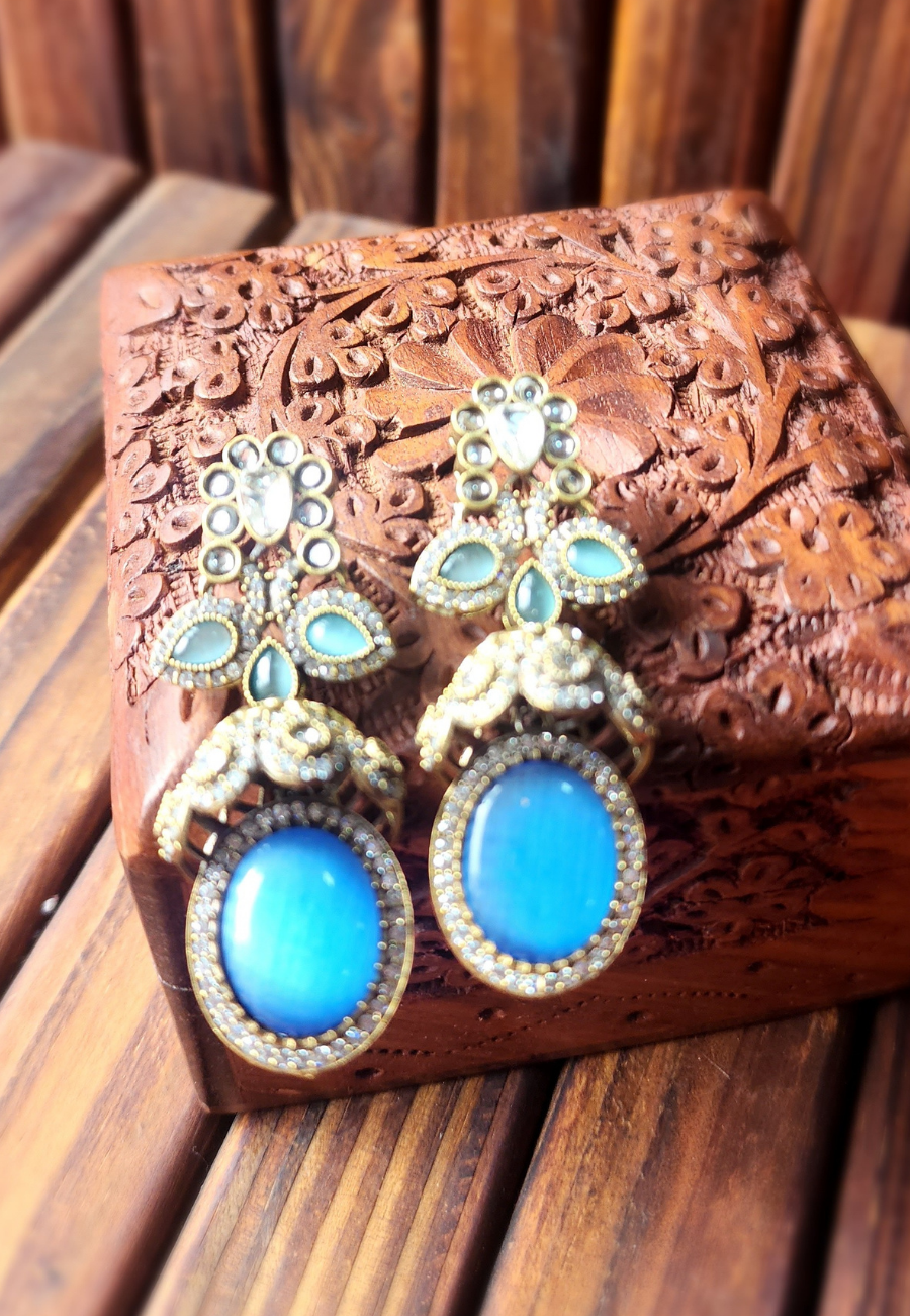 Zara Turquoise Monalisa Diamond Jhumka Earrings