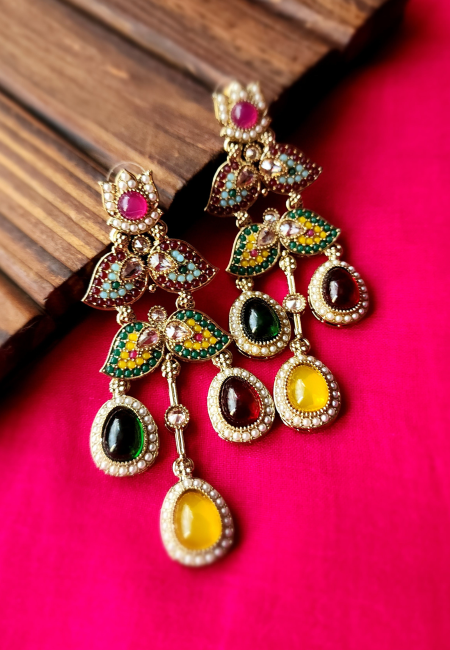 Bianca Multi Colour Antic Jhumar Earrings