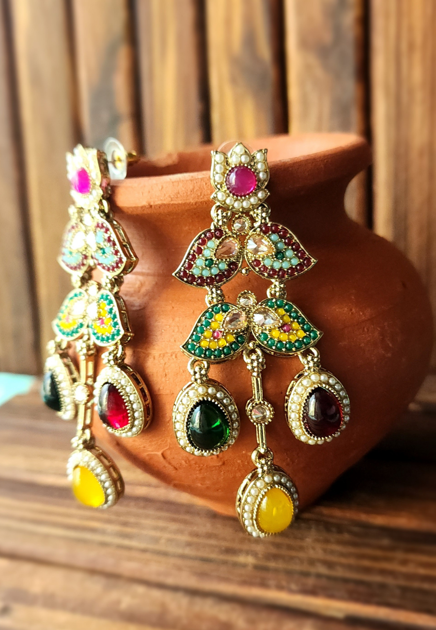 Bianca Multi Colour Antic Jhumar Earrings