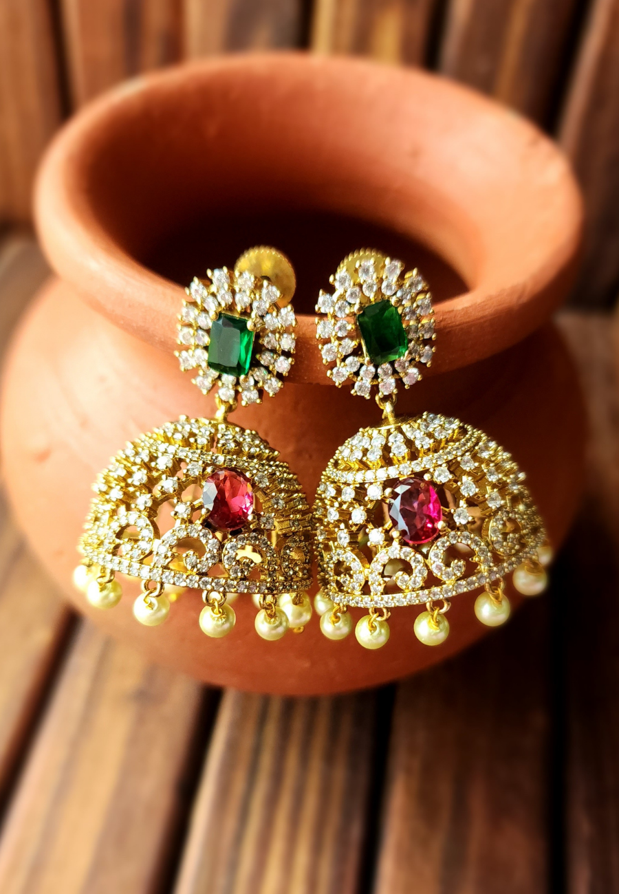 Patralekha Diamond Temple Jhumka Earrings