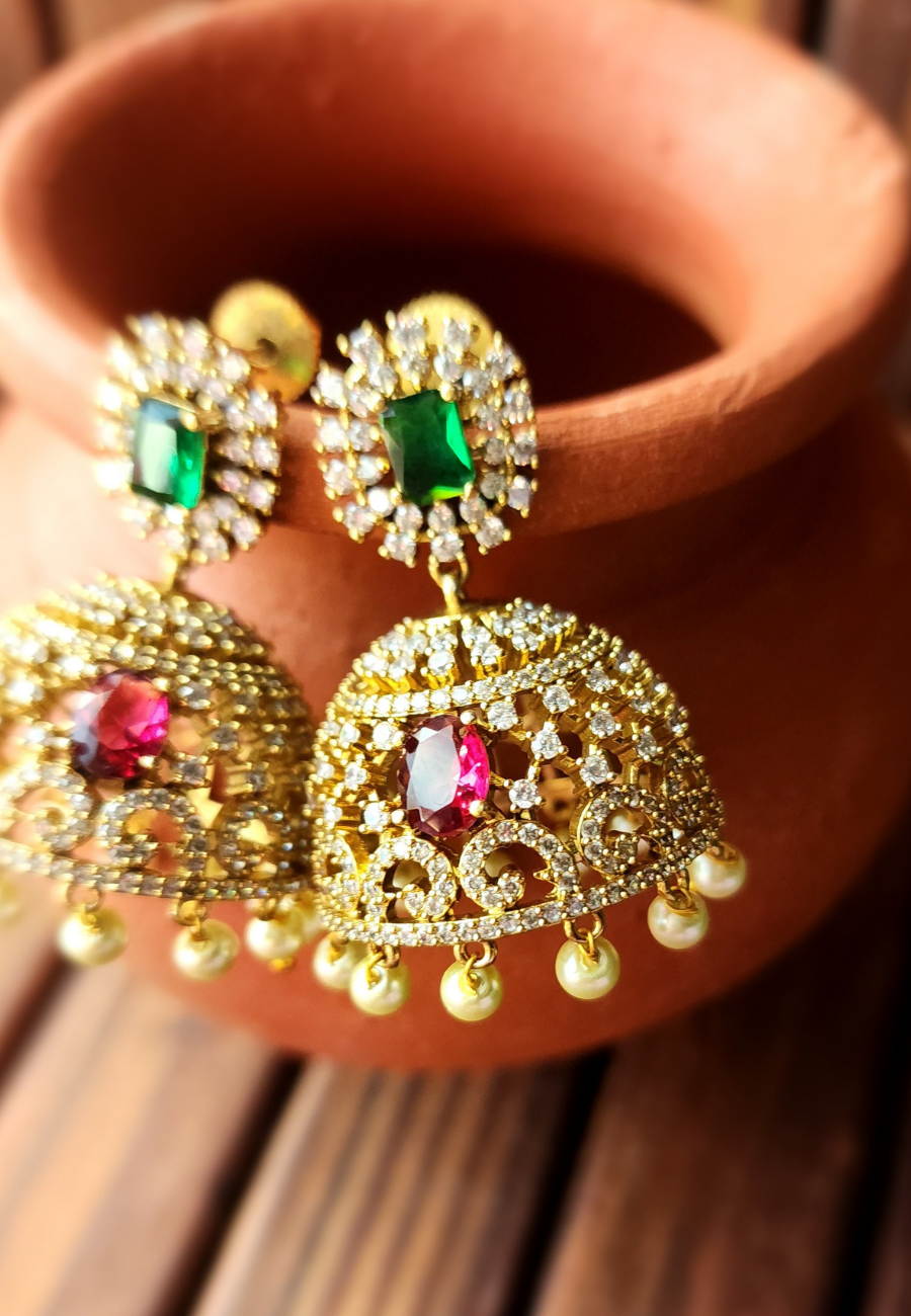 Patralekha Diamond Temple Jhumka Earrings
