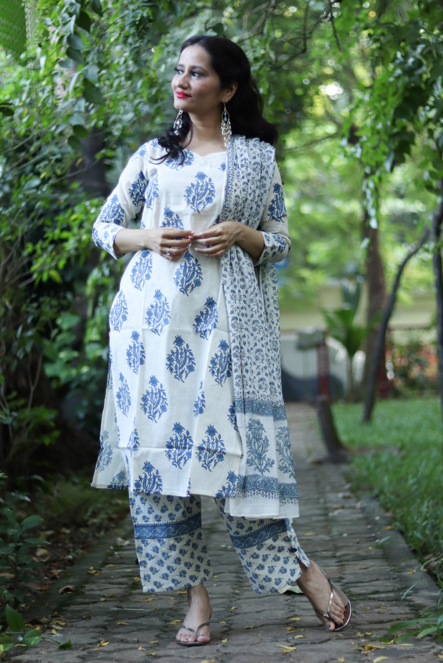 Block Printed Cotton Kurti Set
