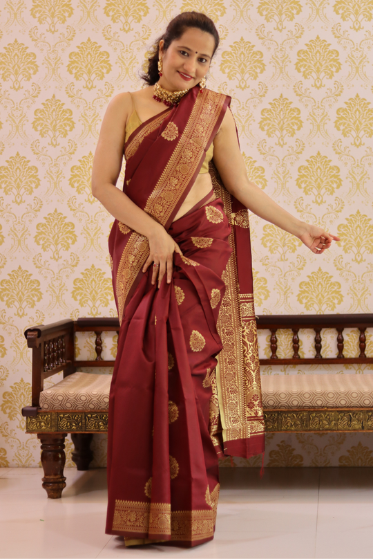 Peepal Leaf - Maroon (SAREE)