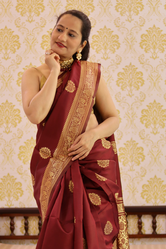 Peepal Leaf - Maroon (SAREE)