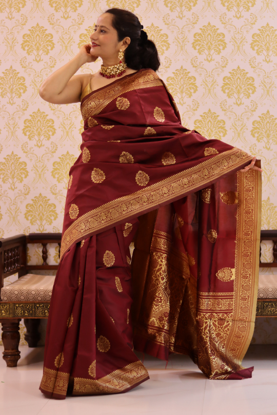 Peepal Leaf - Maroon (SAREE)