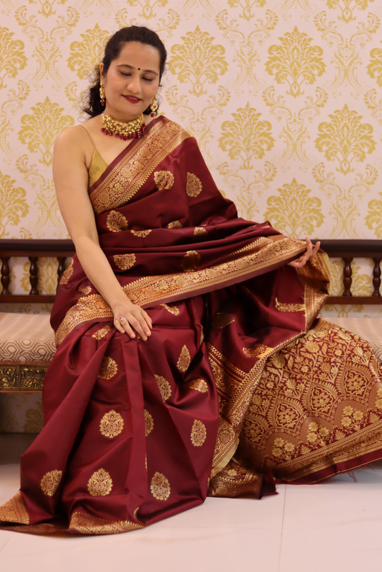 Peepal Leaf - Maroon (SAREE)