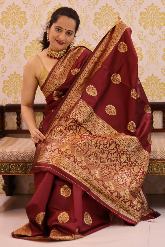 Peepal Leaf - Maroon (SAREE)