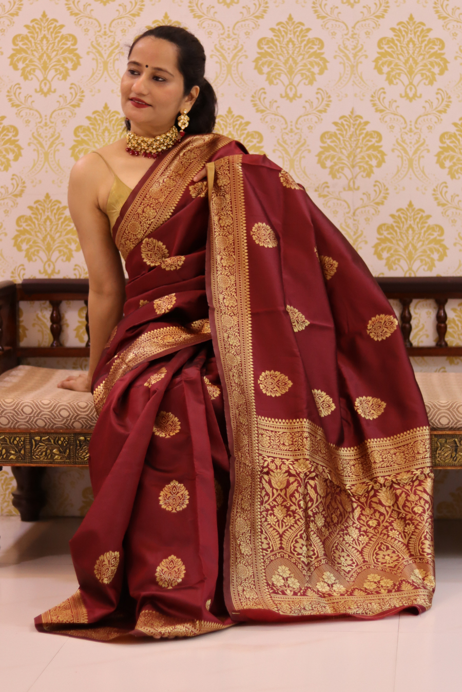 Peepal Leaf - Maroon (SAREE)