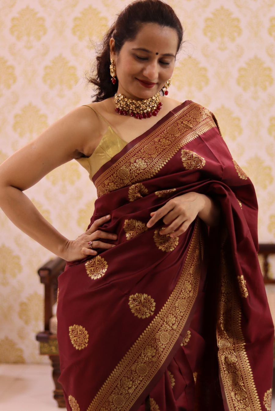 Peepal Leaf - Maroon (SAREE)