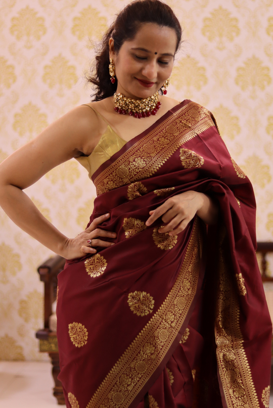 Peepal Leaf - Maroon (SAREE)